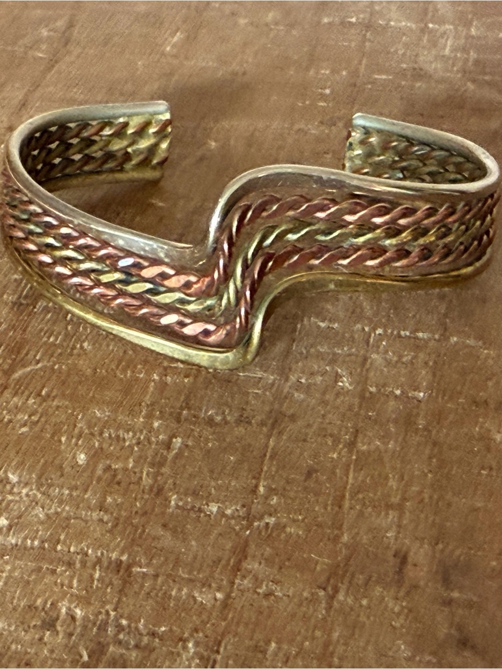 Vintage Stamped TAXCO Mixed Metal Cuff Unisex Cuff Bracelet